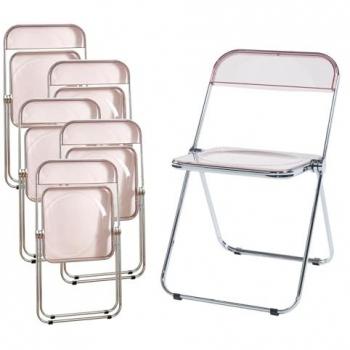 Set de 6 chaises pliantes Pornainen rose translucide