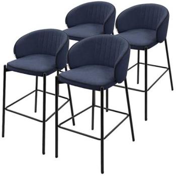 Set de 4 Sillas de Bar con Respaldo y Reposapies