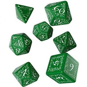 Q Workshop Elven RPG Dice Set, 7pcs, Green & White