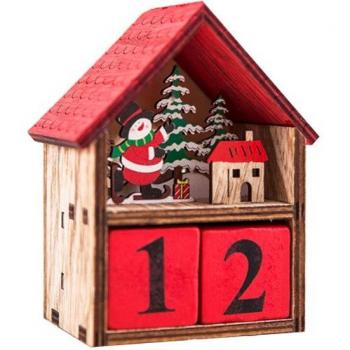 Christmas LED Countdown Calendar Wooden House Decoration RQ-06