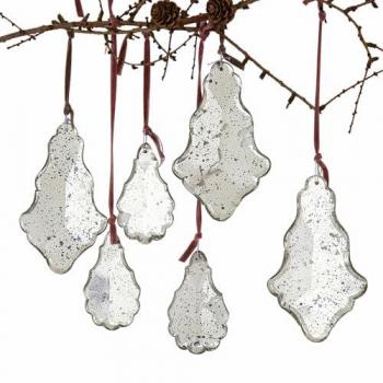 Lot de 6 décorations Mistralon, argenté vieilli