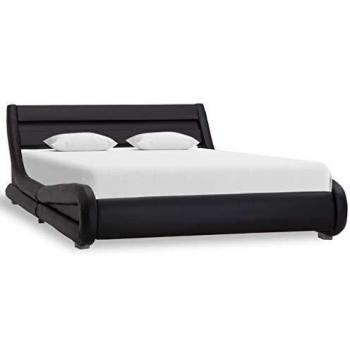 VidaXL Letto con illuminazione LED in similpelle nera 140x200 cm