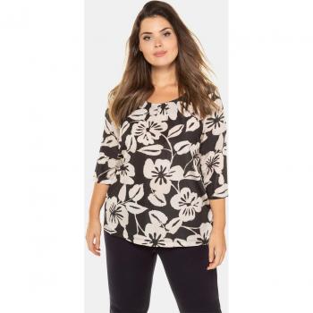 Maglia donna scollo arricciato floreale taglia 56/58