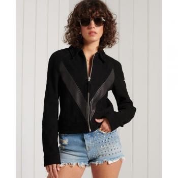 Chaqueta de Cuero Superdry para Mujer Gig Negra