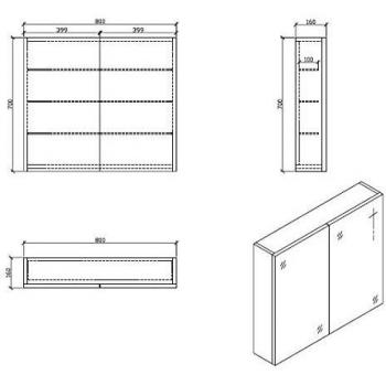 Armadietto da Bagno Siena 80 cm Specchio Laccato Bianco