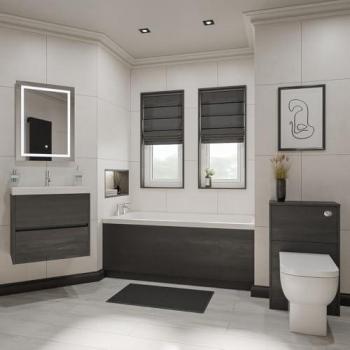Graphite Grey Slim Edge Straight Bathroom Suite by Wholesale Domestic
