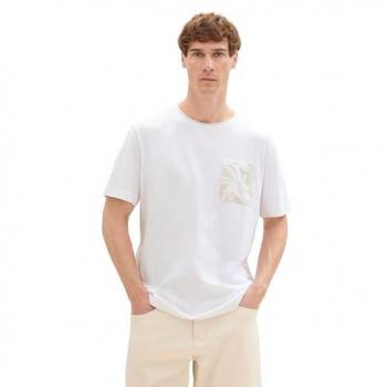 TOM TAILOR Herren T-Shirt, strukturiert, Bio-Baumwolle, weiß, Größe XXXL