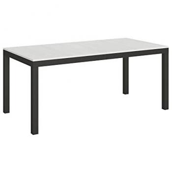 Table rectangulaire extensible en frêne blanc et métal anthracite 180 à 440 cm