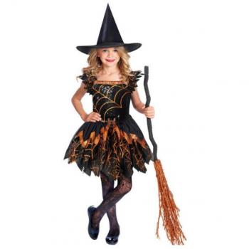 Masque de Sorcière Pailleté Orange et Noir pour Fille (3-4 ans)