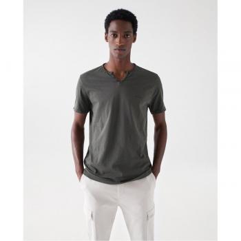 Salsa Maglietta Slim Fit Verde Scuro Collo a V