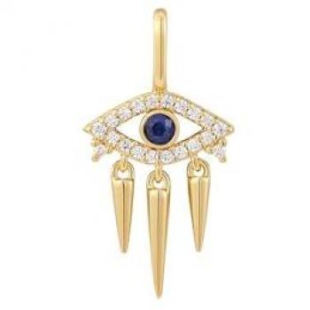 Ania Haie Damen Charm Anhänger 925er Silber mit Farbstein und Gold Evil Eye