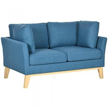 HOMCOM 2-Sitzer-Sofa mit Kissen beige 137L x 78B x 78H cm