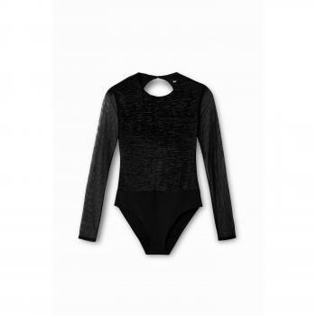 Desigual Body aus transparentem Tüll – Schwarz – L