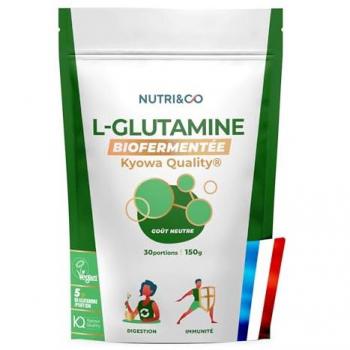 Glutamine Poudre Bio‑Fermentée – 5000 mg, 150 g, Goût neutre (Vegan)