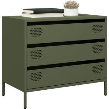 Aparador Moderno de Acero Verde Oliva 68x39x58,5 cm