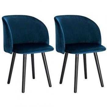 Sillones Azul Terciopelo y Roble WOLTU