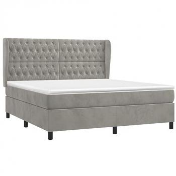 Boxspringbett mit Matratze Hellgrau 180x200 cm Samt Vidaxl