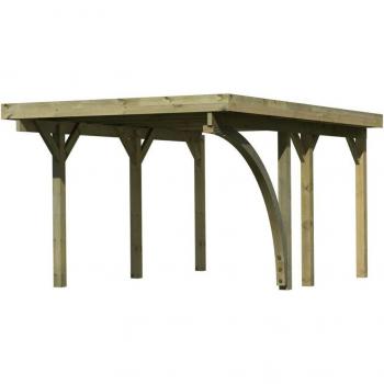Karibu Einzelcarport »Classic 1 SET« Stahl-Dach Variante B, mit einem Einfahrtsbogen, BxT: 273x394,5 cm, 394,5 cm Einfahrtshöhe, (Set), aus Massivholz