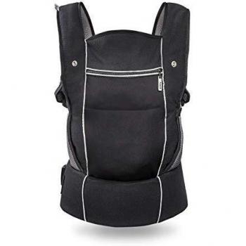 Porte Bébé Physiologique Noir – Avec Réducteur de Siège, Ventral, Respiration