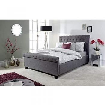 Layla King Size Sleigh Ottoman Bedstead in Charcoal Grey
