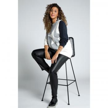 Pullover grigio con motivo a stella e color blocking per donna taglia 60/62