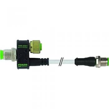 MURR Elektronik T-Kupplung M12-Buchse 8p zu M12-Steckern 3+4-polig + Leitung, graues Stecker-Kit
