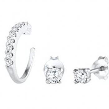 Elli Ohrstecker-Set Earcuff Zirkona Kristalle 925 Silber
