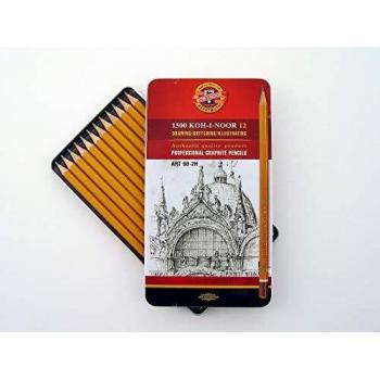 Koh-I-Noor Graphite Pencil Set 12, 8B-2H in Metal Box