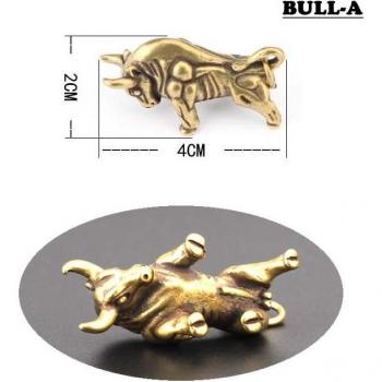 Vintage Brass Bull Keychain for Home Decor