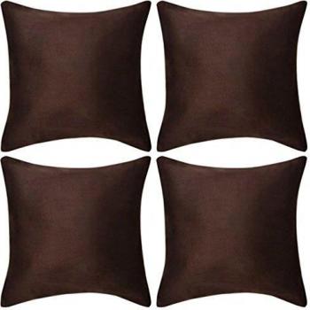 VidaXL 4 Fodere per Cuscini in Velour Sintetico 80x80 cm Marrone