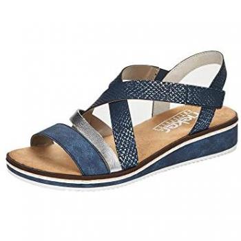 Rieker V3663‑14 Women's Blue/Silver Slip‑On Sandals