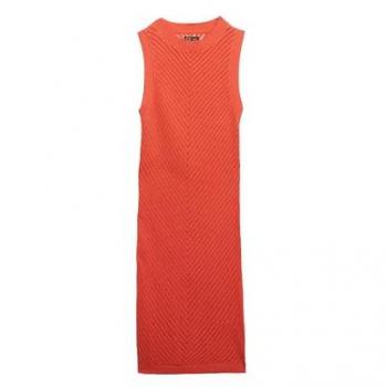 Superdry Robe en Crochet sans manches, taille 38, couleur coralée
