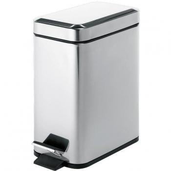 Papelera Rectangular 5L con pedal Gedy Argenta