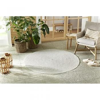 NORTHRUGS Teppich „Trenzado“ – Rund, 10 mm, Indoor/Outdoor, handwerklich verstrickt, wetterfester Stoff, ideal
