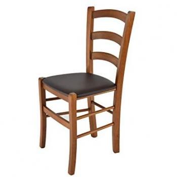 Silla Tommychairs Venice, haya natural, con asiento de polipiel moka