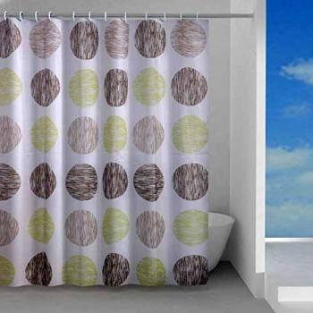 Tenda Doccia in Poliestere con Motivo a Gomitolo, Dimensioni 180x200 cm, Marrone e Verde, da Gedy (1000 Pezzi)