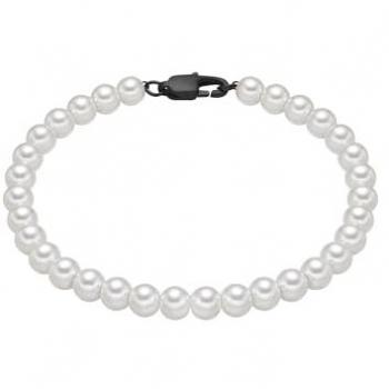 True Rebels Armband aus Edelstahl mit Perle (synth.) für Männer