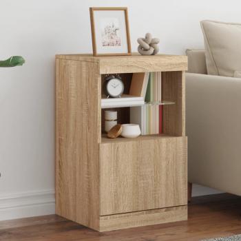 VidaXL Sideboard Sideboard mit LED Leuchten Sonoma Eiche 41x37x67 cm Glas Vitrine