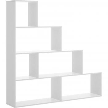 Bibliothèque à 6 étagères Dleverb 145 cm × 29 cm – Blanc Dmora