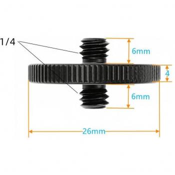 Adaptador Rosca 1/4 Macho con Cabeza Dual, Compatible con Cámaras y Luces LED