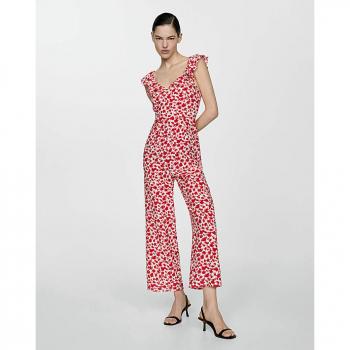 Mango Trinidad Floral Jumpsuit Cherry Red S Women