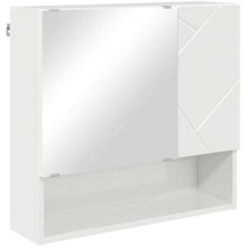 White High Gloss Mirror Cabinet 59x17x55cm Engineered Wood (VidaXL)