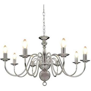 Silver Chandelier 8 x E14 Bulbs by vidaXL
