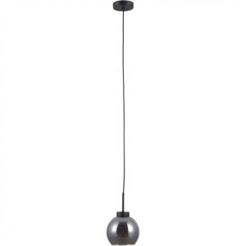 Poggi Suspension scandinave en noir mat suspendue – 1 lumière, abat‑jour fumé, E27 – Italux
