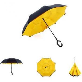 Inside Out Windproof Umbrella with C-Hook