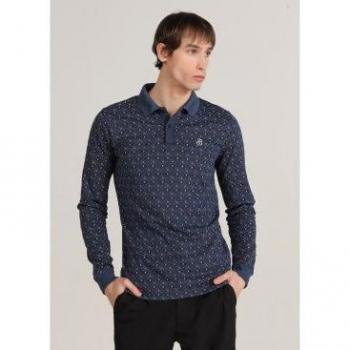 Bendorff Polo Masculino Manga Larga con Mini Impresión Marina