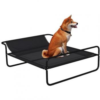 Lit surélevé pour chien en textilène micro-perforé noir