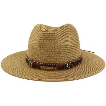 Chapeau de Paille avec Plume et Perles