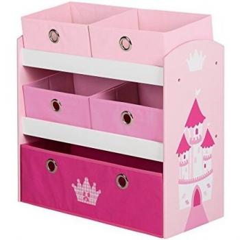Roba® Spielregal Krone, inklusive 5 rosa Stoffboxen