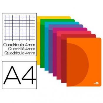 Libreta Liderpapel 360 A4 cuadrícula 4mm 48 hojas tapa plástica colores surtidos